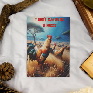 Carte Postale Coq majestueux dans une prairie verdoyante