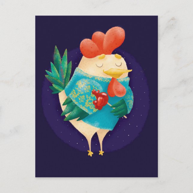 Carte Postale Coq mignon avec Lollipop (Devant)
