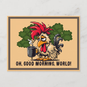Carte Postale Coq Oh, bonjour, monde !