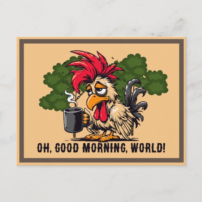 Carte Postale Coq Oh, bonjour, monde ! (Devant)