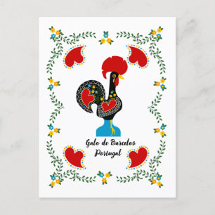 Carte Postale Coq traditionnel du Portugal en noir