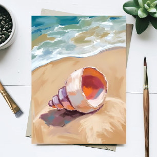 Carte Postale Coquillage sur la rive de la mer Aquarelle Océan p