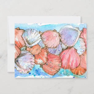 Carte Postale Coquillages Clam Shell Ocean Beach Spatter
