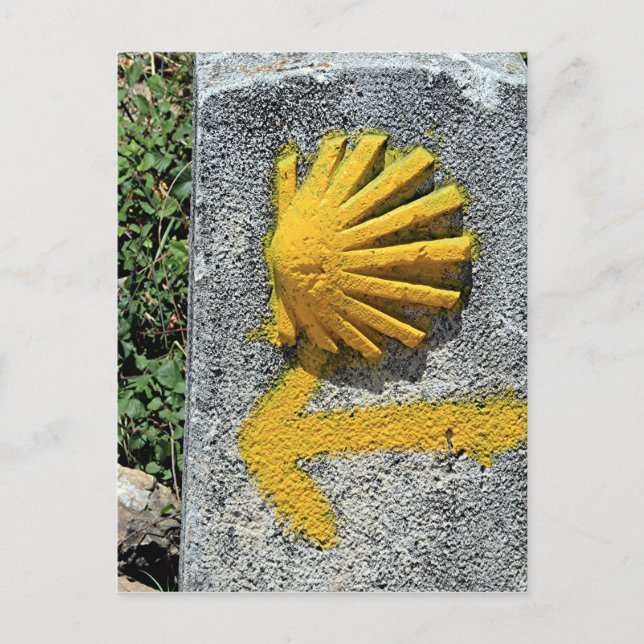 Carte Postale Coquille El Camino et signe fléché, Espagne (Devant)
