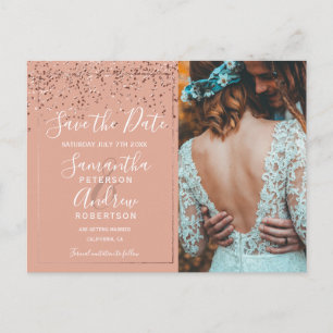 Carte Postale corail de confetti en or rose enregistrer la photo