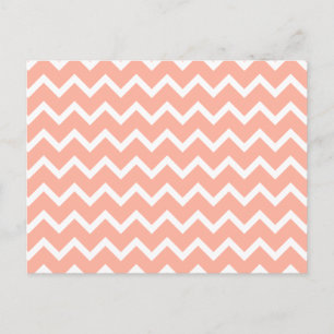 Carte Postale Corail et White Zig Zag Motif.