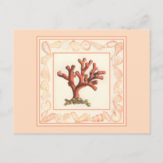 Carte Postale Corail rouge avec bordure conique (Devant)