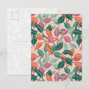 Carte Postale Corail vert botanique chic frais feuille tropicale