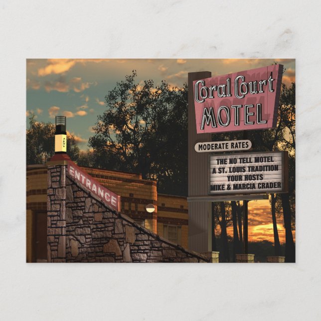 Carte Postale Coral Court Motel Route 66 American Retro (Devant)