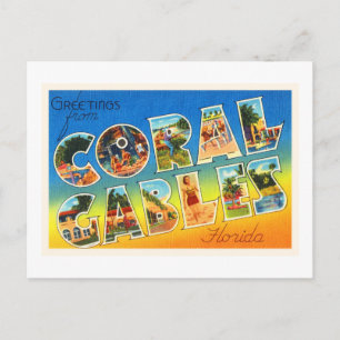 Carte Postale Coral Gables Floride FL Vintage voyage Souvenir