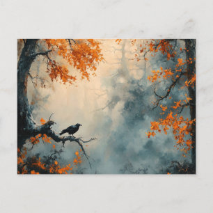 Carte Postale Corbeau à Misty Forêt d'automne