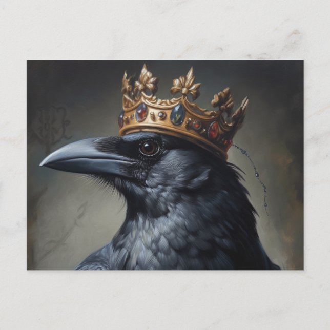 Carte Postale Corbeau avec couronne (Devant)