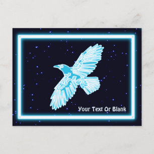 Carte Postale Corbeau bleu sur étoiles