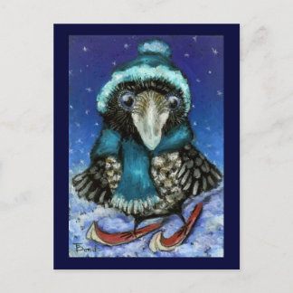 Carte Postale Corbeau de ski
