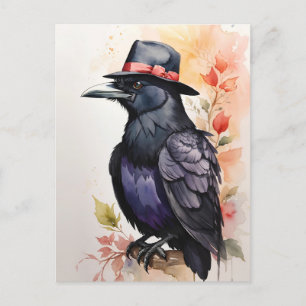 Carte Postale Corbeau en Fedora Casquette
