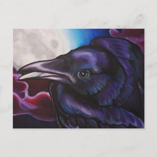 Carte Postale Corbeau et lune