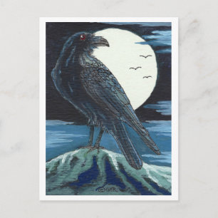 Carte Postale Corbeau et lune