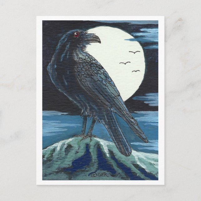 Carte Postale Corbeau et lune (Devant)
