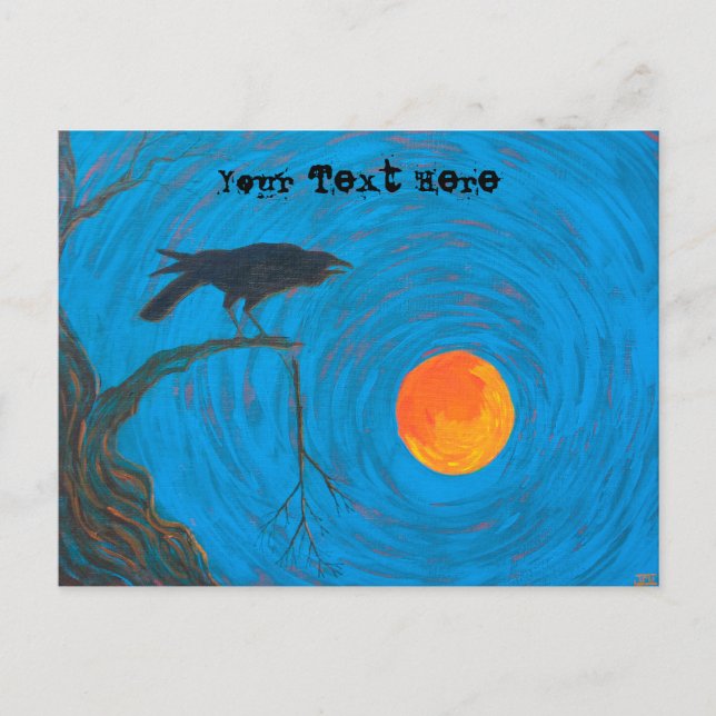 Carte postale Corbeau et Pleine lune (Devant)