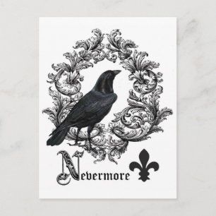 Carte Postale corbeau noir de Halloween vintage moderne