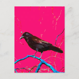 Carte Postale Corbeau rose chaud