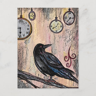 Carte Postale Corbeau vapeur avec horloges