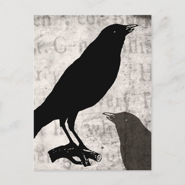 Carte Postale Corbeau vintage gothique collage oiseaux personnal (Devant)