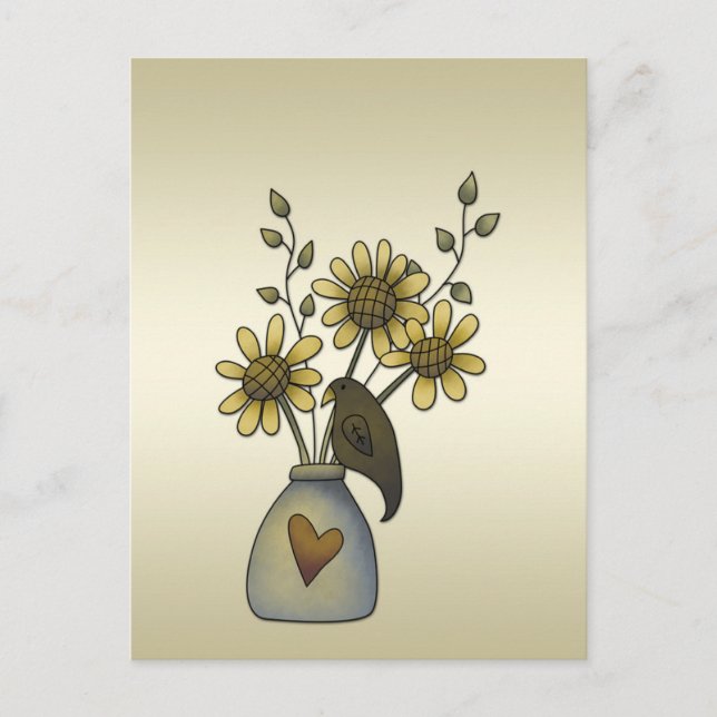 Carte Postale Corbeaux primitifs Tournesols  (Devant)