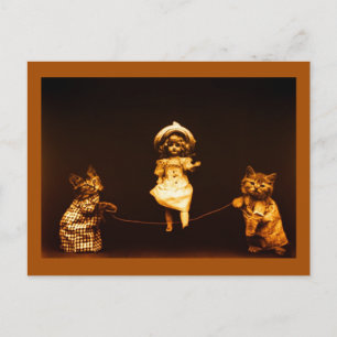 Carte Postale corde vintage de chatons sauter la poupée art phot