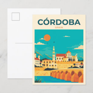 Carte Postale Cordoue Espagne Illustration Vintage Voyage
