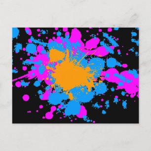 Carte Postale Corey Tiger 80s Retro Paint Splatter (Multicolor)