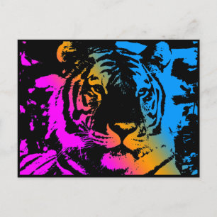 Carte Postale COREY TIGER '80s RETRO PYSCHEDELIC TIGER FACE