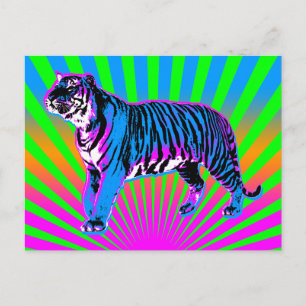 Carte Postale Corey Tiger 80s Rétro Tigre Soleil Levant
