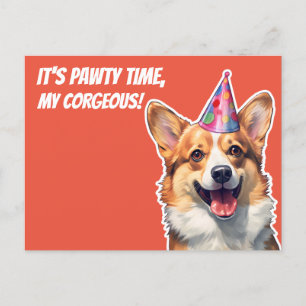 Carte Postale Corgi C'est fête d'anniversaire mon corgeous