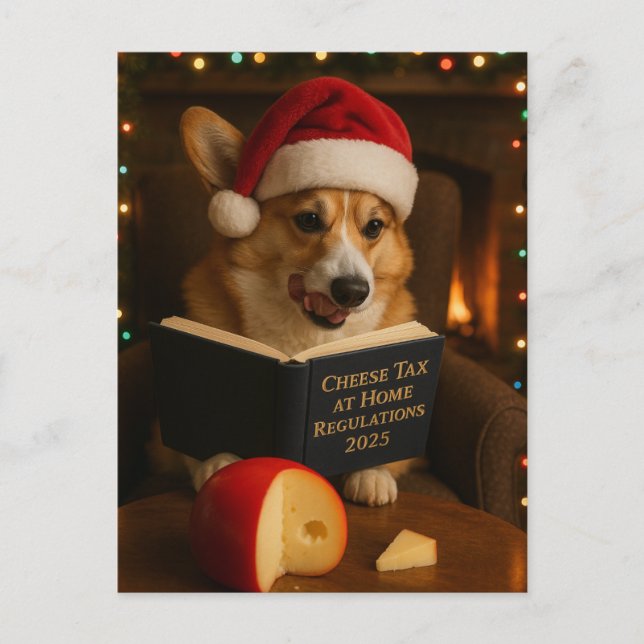 Carte Postale Corgi 'Cheese Tax' Christmas postcard (Devant)