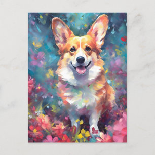Carte Postale Corgi Coloré