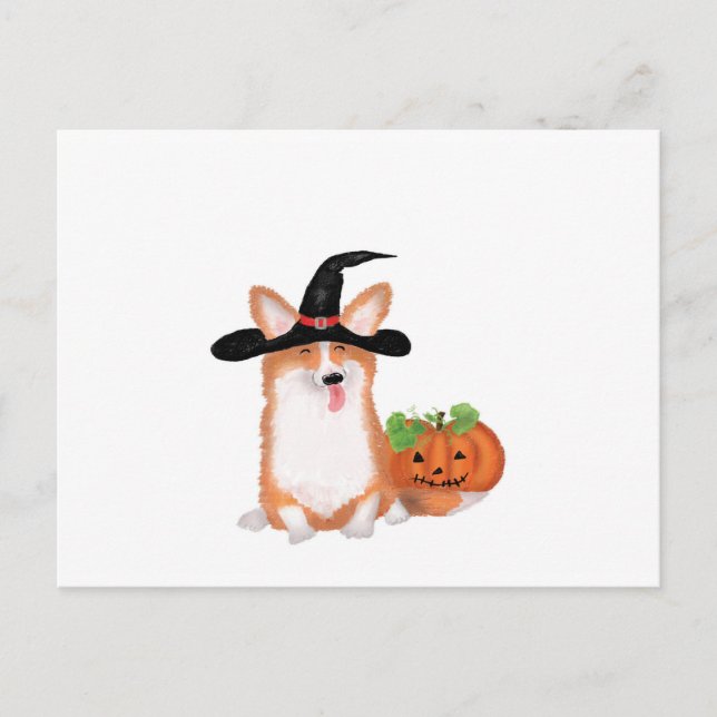 Carte postale Corgi Halloween (Devant)