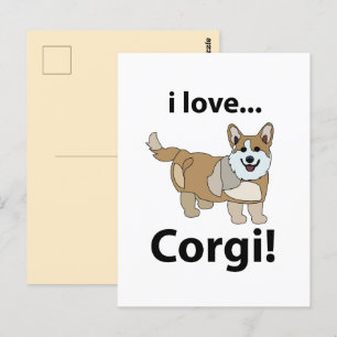 Carte Postale Corgi I Love Corgi