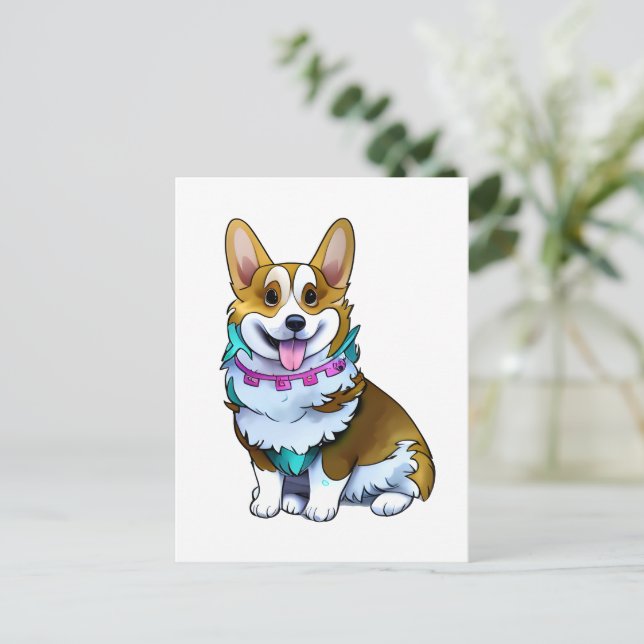 Carte Postale Corgi orange mignon pour une humeur positive (Debout devant)
