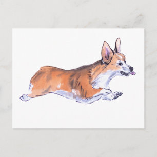 Carte Postale Corgi peinture à la suie de vol