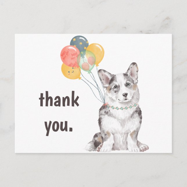 Carte Postale Corgi personnalisable Anniversaire Merci de fête (Devant)