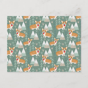 Carte Postale Corgis dans le Motif forestier des montagnes