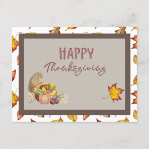 Carte Postale Corne d'abondance de panier de Thanksgiving feuill
