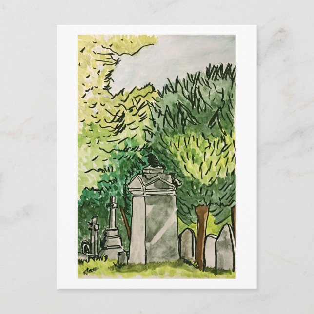 Carte Postale Corneille dans le cimetière (Devant)