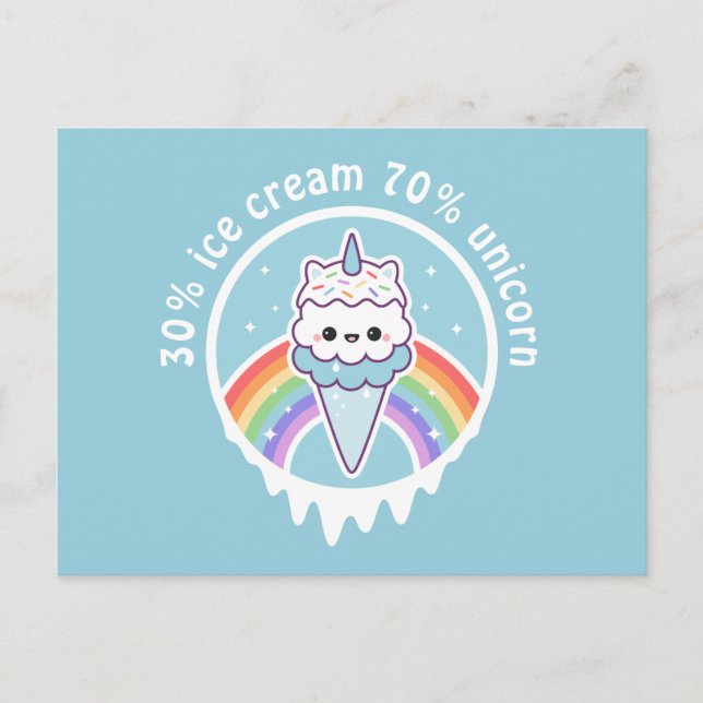 Carte Postale Cornet de crème glacée de licorne (Devant)