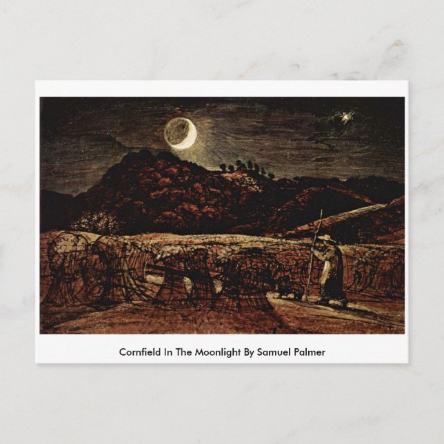 Carte Postale Cornfield Au Lune Par Samuel Palmer (Devant)