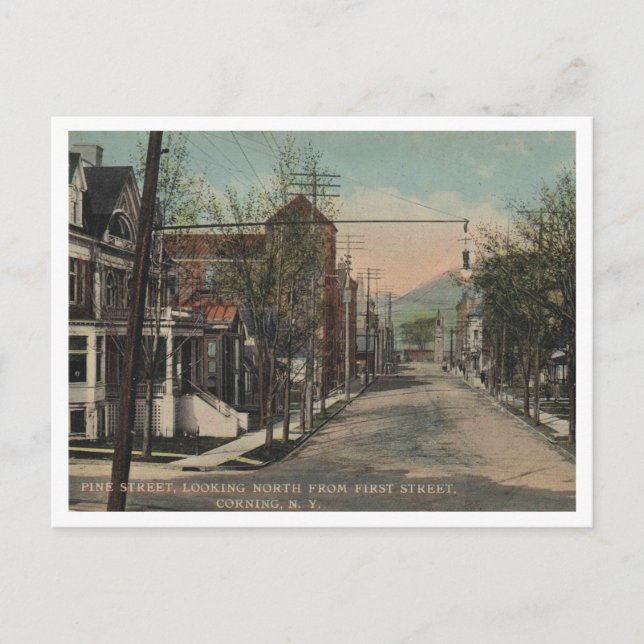 Carte Postale Corning NY Pine Street View 1908 (Devant)
