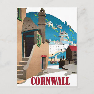Carte Postale Cornouailles, port et maisons sur la colline, vint