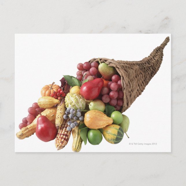 Carte Postale Cornucopie de fruits et légumes (Devant)