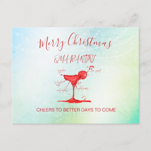 Carte Postale Corona Noël Vacances Vert Quarantini Martini (Devant)